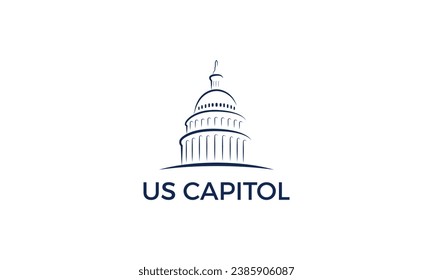 us capitol icon line stroke, capitol logo vector.