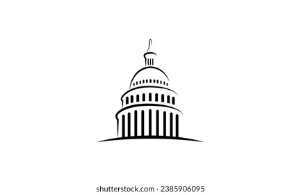 us capitol icon line stroke, capitol logo vector.