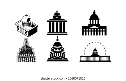 Us Capitols Icons Set. - Vector