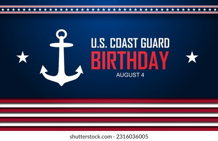 U.S. Coast Guard Birthday August 4 background vector illustration