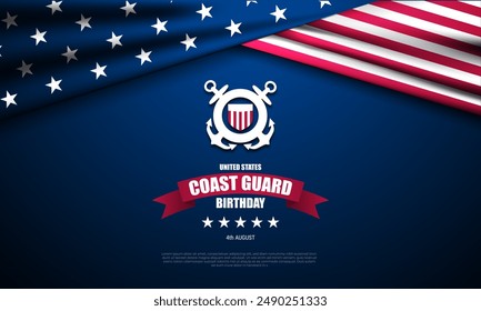 U.S. Coast Guard Birthday August 4 background vector illustration