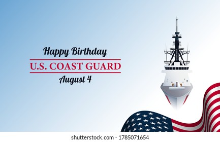 U.S. Coast Guard Birthday Background. Ship illustration. Vector Illustration.