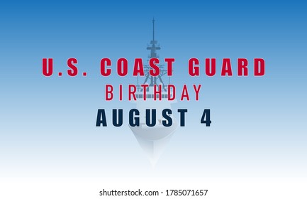 U.S. Coast Guard Birthday Background. Ship illustration. Vector Illustration.
