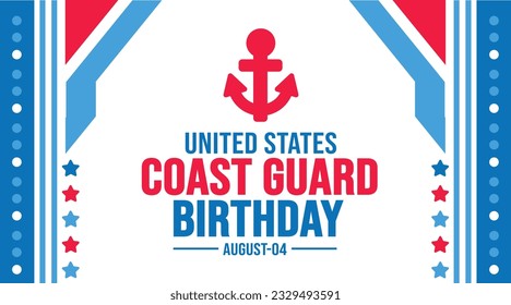 us coast guard birthday background template. Holiday concept. background, banner, placard, card, and poster design template with text inscription and standard color. vector illustration.