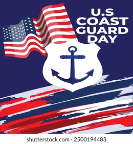 U.S Coast Guard Day Banners design, coast guard vector design poster, U.S 4 August