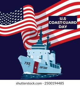 U.S Coast Guard Day Banners design, coast guard vector design poster, U.S 4 August