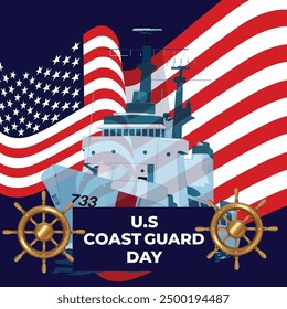 U.S Coast Guard Day Banners design, coast guard vector design poster, U.S 4 August