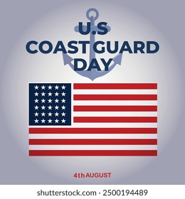 U.S Coast Guard Day Banners design, coast guard vector design poster, U.S 4 August