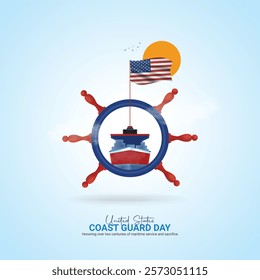 U.S. Coast Guard day creative ads. Coast Guard element isolated on Template for background. Coast Guard Design Poster, August 4. Important day