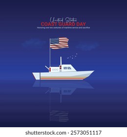 U.S. Coast Guard day creative ads. Coast Guard element isolated on Template for background. Coast Guard Design Poster, August 4. Important day