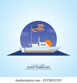 U.S. Coast Guard day creative ads. Coast Guard element isolated on Template for background. Coast Guard Design Poster, August 4. Important day