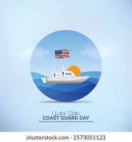 U.S. Coast Guard day creative ads. Coast Guard element isolated on Template for background. Coast Guard Design Poster, August 4. Important day