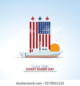 U.S. Coast Guard day creative ads. Coast Guard element isolated on Template for background. Coast Guard Design Poster, August 4. Important day