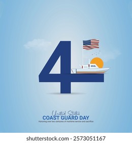 U.S. Coast Guard day creative ads. Coast Guard element isolated on Template for background. Coast Guard Design Poster, August 4. Important day