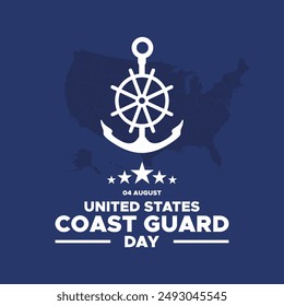 U.S. Coast Guard Day, U.S. Coast Guard Day held on 04 August, United States Coast Guard Day editable template, social media template, post, banner, ads, stock illustration, eps file.