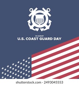 U.S. Coast Guard Day, U.S. Coast Guard Day held on 04 August, United States Coast Guard Day editable template, social media template, post, banner, ads, stock illustration, eps file.