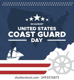 U.S. Coast Guard Day, U.S. Coast Guard Day held on 04 August, United States Coast Guard Day editable template, social media template, post, banner, ads, stock illustration, eps file.