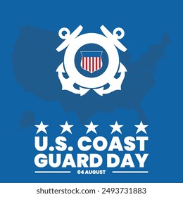 U.S. Coast Guard Day, U.S. Coast Guard Day held on 04 August, United States Coast Guard Day editable template, social media template, post, banner, ads, stock illustration, eps file.