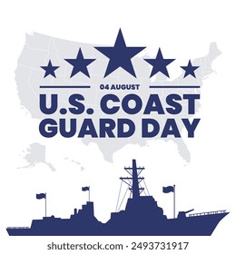 U.S. Coast Guard Day, U.S. Coast Guard Day held on 04 August, United States Coast Guard Day editable template, social media template, post, banner, ads, stock illustration, eps file.