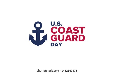 U.S. Coast Guard Day in United States. Federal holiday, celebrated annual in August 4. Sea style. Design with anchor and shield. Patriotic element. Poster, greeting card, banner and background. Vector