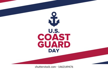 U.S. Coast Guard Day in United States. Federal holiday, celebrated annual in August 4. Sea style. Design with anchor and shield. Patriotic element. Poster, greeting card, banner and background. Vector