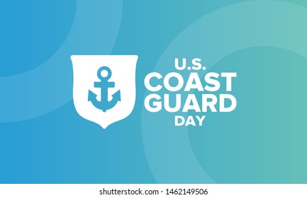 U.S. Coast Guard Day in United States. Federal holiday, celebrated annual in August 4. Sea style. Design with anchor and shield. Patriotic element. Poster, greeting card, banner and background. Vector