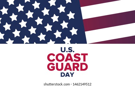 U.S. Coast Guard Day in United States. Federal holiday, celebrated annual in August 4. Sea style. Design with anchor and shield. Patriotic element. Poster, greeting card, banner and background. Vector