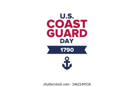 U.S. Coast Guard Day in United States. Federal holiday, celebrated annual in August 4. Sea style. Design with anchor and shield. Patriotic element. Poster, greeting card, banner and background. Vector