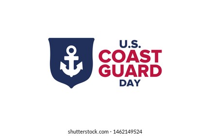 U.S. Coast Guard Day in United States. Federal holiday, celebrated annual in August 4. Sea style. Design with anchor and shield. Patriotic element. Poster, greeting card, banner and background. Vector