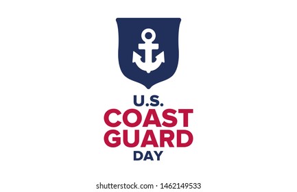 U.S. Coast Guard Day in United States. Federal holiday, celebrated annual in August 4. Sea style. Design with anchor and shield. Patriotic element. Poster, greeting card, banner and background. Vector