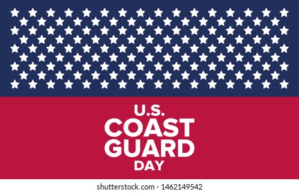 U.S. Coast Guard Day in United States. Federal holiday, celebrated annual in August 4. Sea style. Design with anchor and shield. Patriotic element. Poster, greeting card, banner and background. Vector