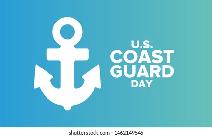 U.S. Coast Guard Day in United States. Federal holiday, celebrated annual in August 4. Sea style. Design with anchor and shield. Patriotic element. Poster, greeting card, banner and background. Vector