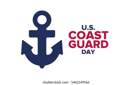 U.S. Coast Guard Day in United States. Federal holiday, celebrated annual in August 4. Sea style. Design with anchor and shield. Patriotic element. Poster, greeting card, banner and background. Vector