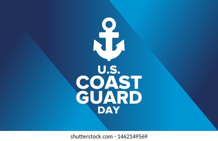 U.S. Coast Guard Day in United States. Federal holiday, celebrated annual in August 4. Sea style. Design with anchor and shield. Patriotic element. Poster, greeting card, banner and background. Vector