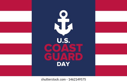 U.S. Coast Guard Day in United States. Federal holiday, celebrated annual in August 4. Sea style. Design with anchor and shield. Patriotic element. Poster, greeting card, banner and background. Vector