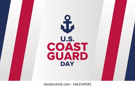 U.S. Coast Guard Day in United States. Federal holiday, celebrated annual in August 4. Sea style. Design with anchor and shield. Patriotic element. Poster, greeting card, banner and background. Vector