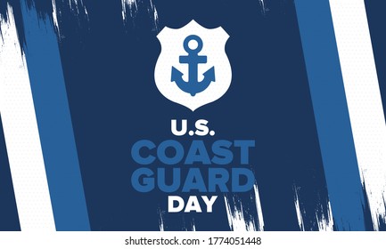 U.S. Coast Guard Day in United States. Federal holiday, celebrated annual in August 4. Sea style. Design with anchor and shield. Patriotic element. Poster, greeting card, banner and background. Vector