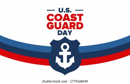 U.S. Coast Guard Day in United States. Federal holiday, celebrated annual in August 4. Sea style. Design with anchor and shield. Patriotic element. Poster, greeting card, banner and background. Vector