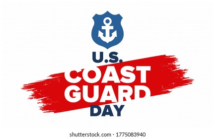 U.S. Coast Guard Day in United States. Federal holiday, celebrated annual in August 4. Sea style. Design with anchor and shield. Patriotic element. Poster, greeting card, banner and background. Vector