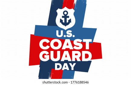 U.S. Coast Guard Day in United States. Federal holiday, celebrated annual in August 4. Sea style. Design with anchor and shield. Patriotic element. Poster, greeting card, banner and background. Vector