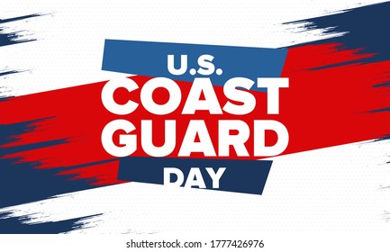 U.S. Coast Guard Day in United States. Federal holiday, celebrated annual in August 4. Sea style. Design with anchor and shield. Patriotic element. Poster, greeting card, banner and background. Vector