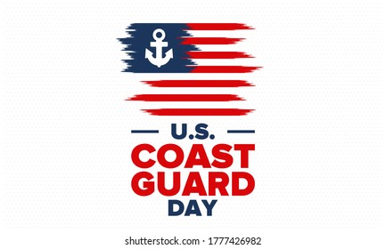 U.S. Coast Guard Day in United States. Federal holiday, celebrated annual in August 4. Sea style. Design with anchor and shield. Patriotic element. Poster, greeting card, banner and background. Vector