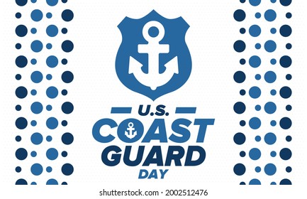 U.S. Coast Guard Day in United States. Federal holiday, celebrated annual in August 4. Sea style. Design with anchor and shield. Patriotic element. Poster, greeting card, banner and background. Vector