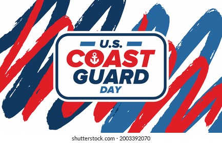 U.S. Coast Guard Day in United States. Federal holiday, celebrated annual in August 4. Sea style. Design with anchor and shield. Patriotic element. Poster, greeting card, banner and background. Vector