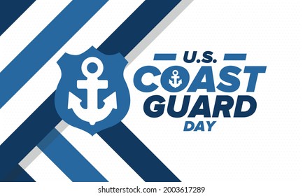 U.S. Coast Guard Day in United States. Federal holiday, celebrated annual in August 4. Sea style. Design with anchor and shield. Patriotic element. Poster, greeting card, banner and background. Vector