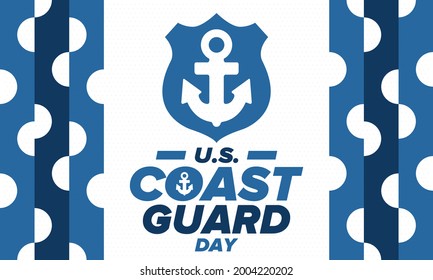 U.S. Coast Guard Day in United States. Federal holiday, celebrated annual in August 4. Sea style. Design with anchor and shield. Patriotic element. Poster, greeting card, banner and background. Vector