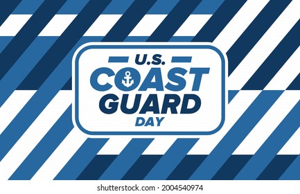 U.S. Coast Guard Day in United States. Federal holiday, celebrated annual in August 4. Sea style. Design with anchor and shield. Patriotic element. Poster, greeting card, banner and background. Vector