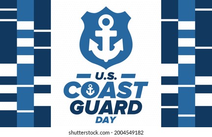 U.S. Coast Guard Day in United States. Federal holiday, celebrated annual in August 4. Sea style. Design with anchor and shield. Patriotic element. Poster, greeting card, banner and background. Vector