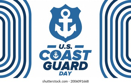U.S. Coast Guard Day in United States. Federal holiday, celebrated annual in August 4. Sea style. Design with anchor and shield. Patriotic element. Poster, greeting card, banner and background. Vector