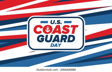 U.S. Coast Guard Day in United States. Federal holiday, celebrated annual in August 4. Sea style. Design with anchor and shield. Patriotic element. Poster, greeting card, banner and background. Vector